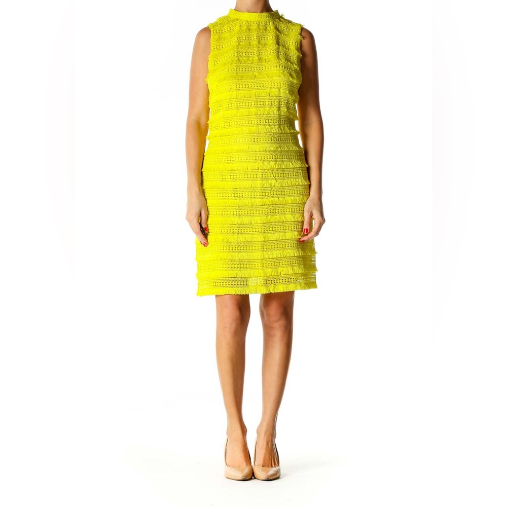 J.Crew Neon Yellow Fringe Lace Dress
